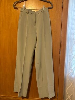 H&M Sage Green High-Rise Wide-Leg Trousers